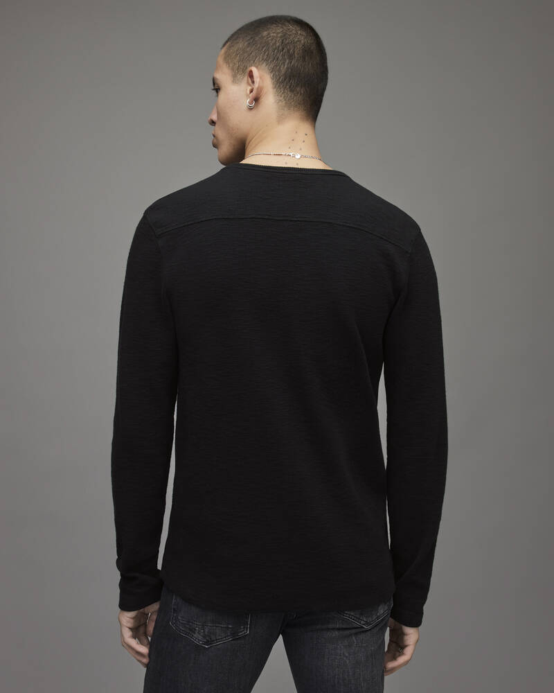 Camiseta Allsaints Muse Long Sleeve Crew Hombre Negros | YF6927503