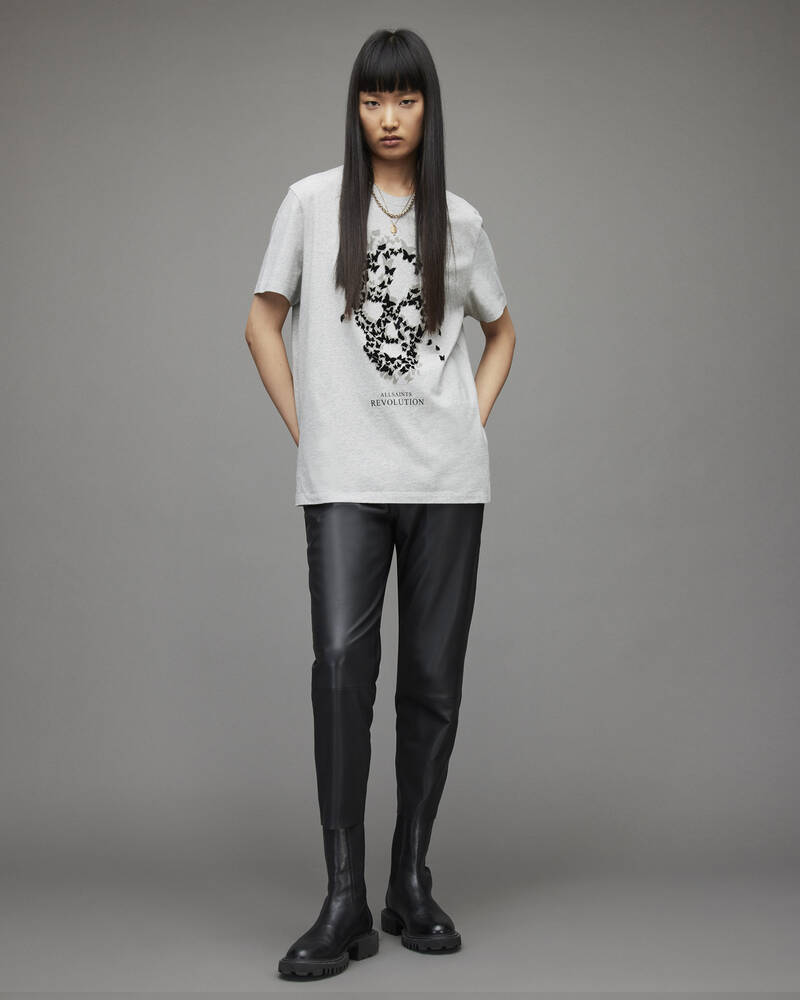 Camiseta Allsaints Omnia Skull Boyfriend Mujer Grises | UW7590381