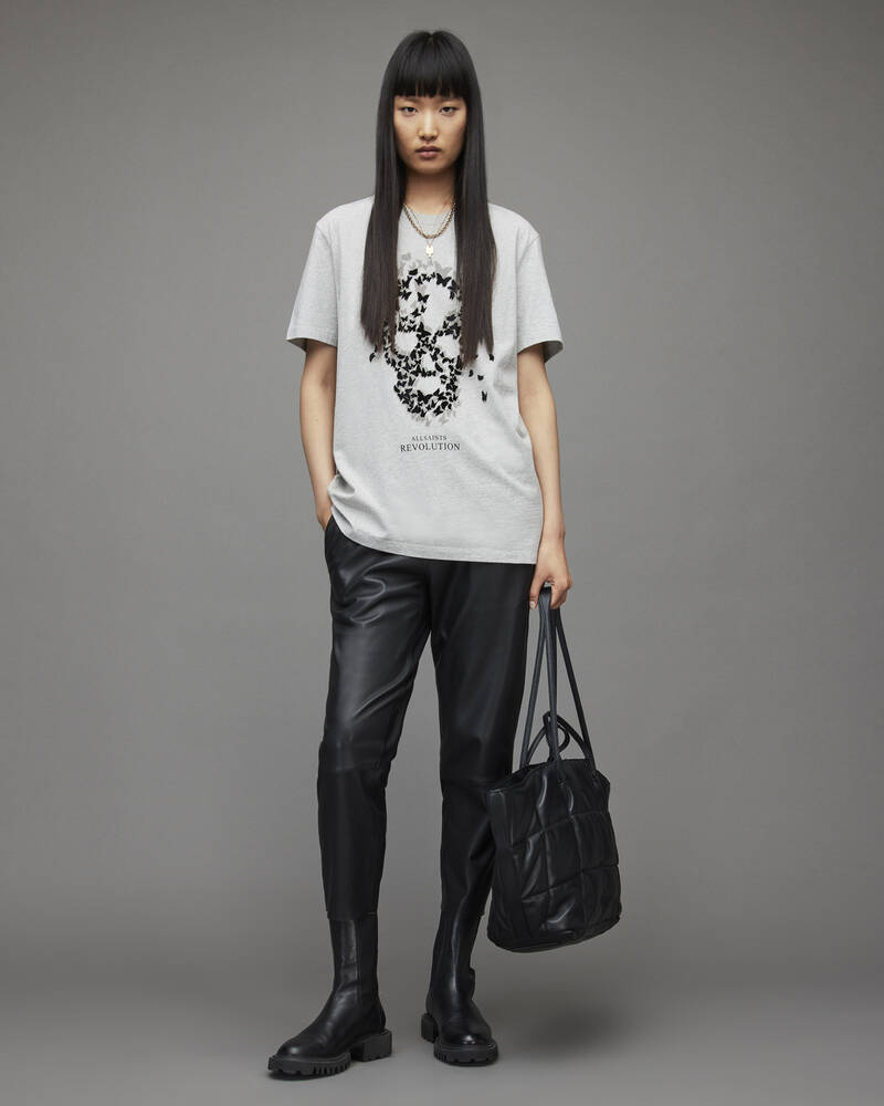 Camiseta Allsaints Omnia Skull Boyfriend Mujer Grises | UW7590381