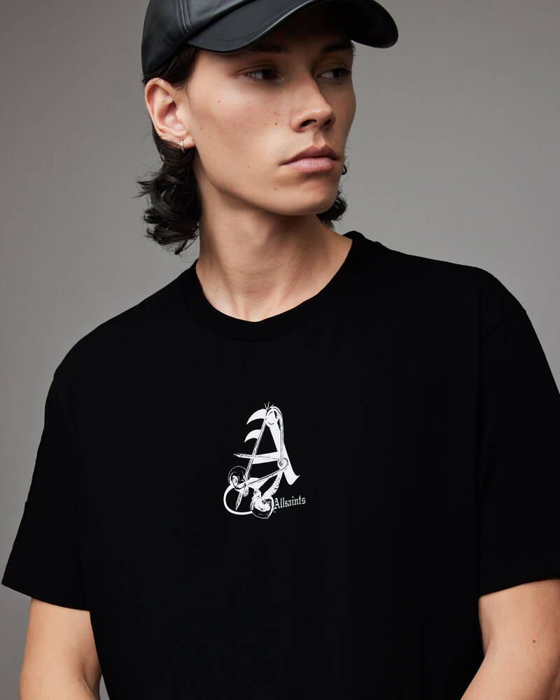 Camiseta Allsaints Pin Up Crew Hombre Negros | SY5163870