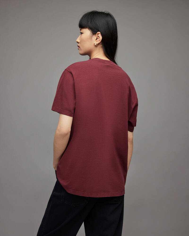 Camiseta Allsaints Pippa Boyfriend Embroidered Mujer Rojos Oscuro | HG7820954