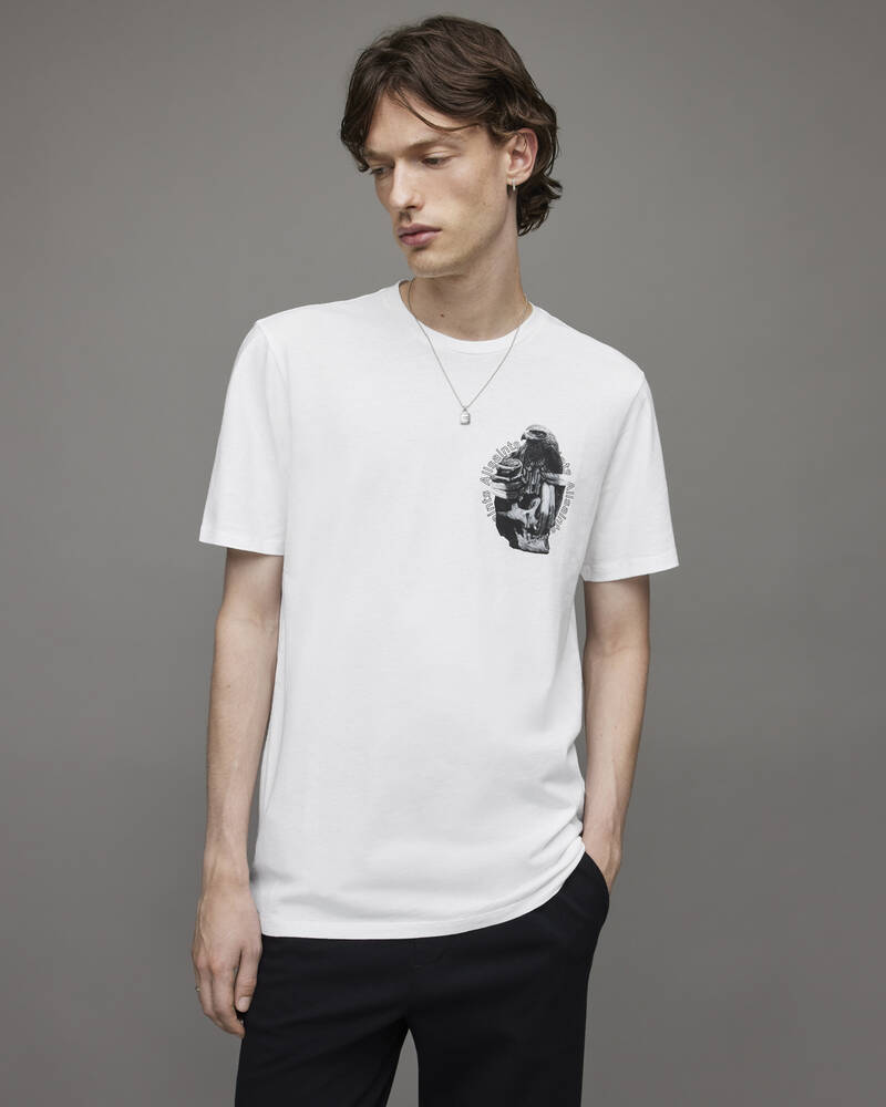 Camiseta Allsaints Quill Crew Hombre Blancos | WQ0798641