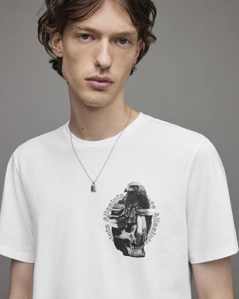 Camiseta Allsaints Quill Crew Hombre Blancos | WQ0798641