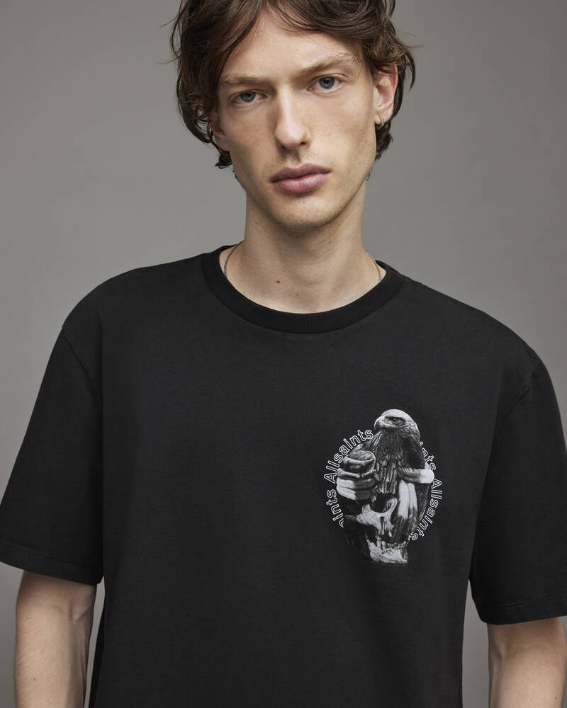 Camiseta Allsaints Quill Crew Hombre Negros | UF2593471