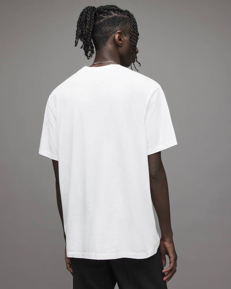 Camiseta Allsaints Refract Crew Hombre Blancos | HS7153048