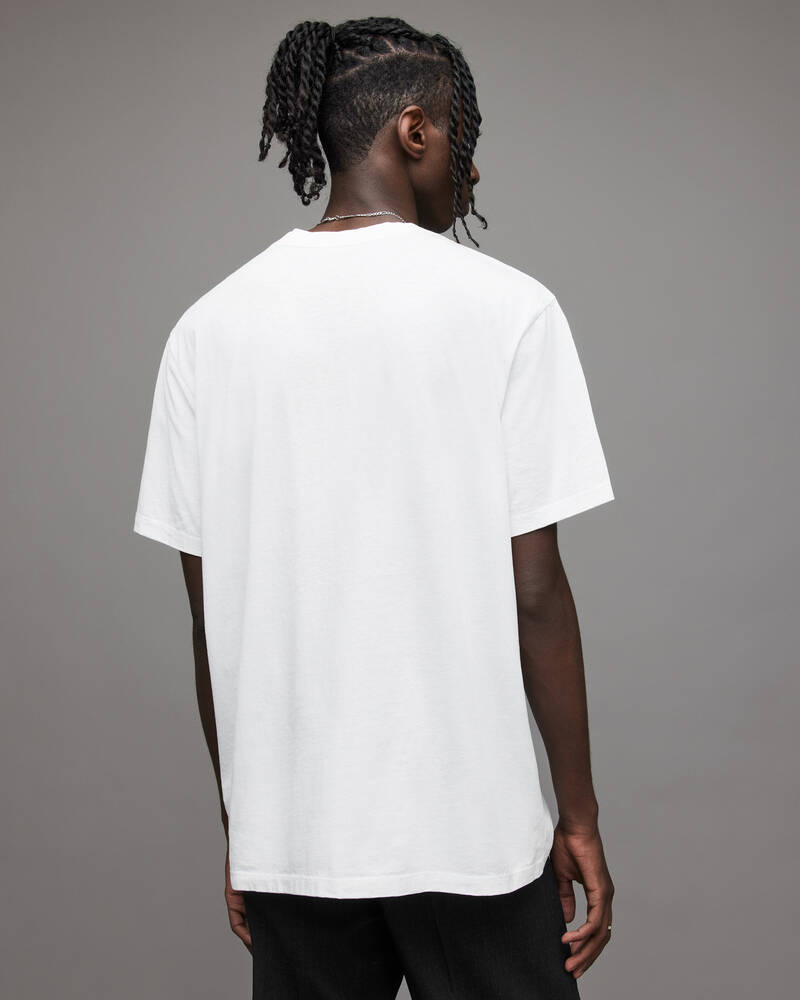 Camiseta Allsaints Refract Crew Hombre Blancos | SA0574391