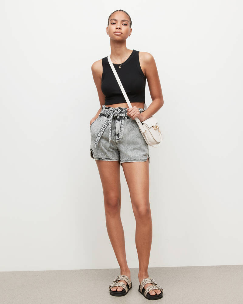 Camiseta Allsaints Rina Cropped Tank Mujer Negros | AU8915407