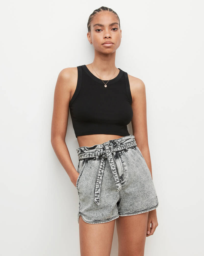 Camiseta Allsaints Rina Cropped Tank Mujer Negros | AU8915407