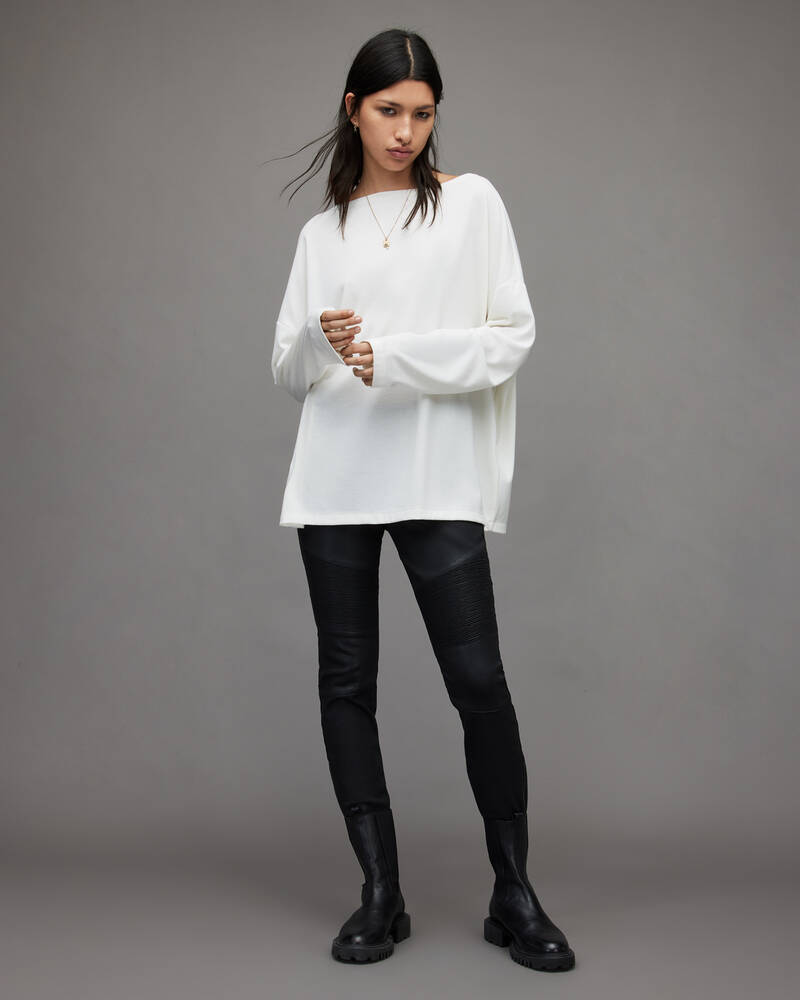 Camiseta Allsaints Rita Oversized Mujer Blancos | JC7268094