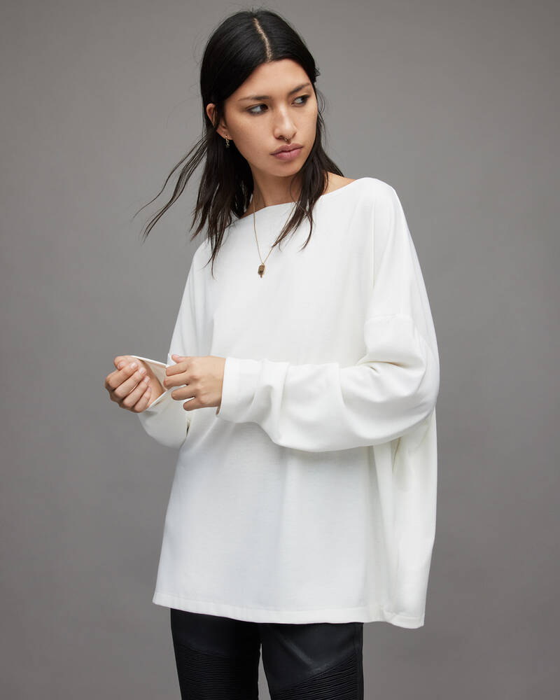 Camiseta Allsaints Rita Oversized Mujer Blancos | JC7268094