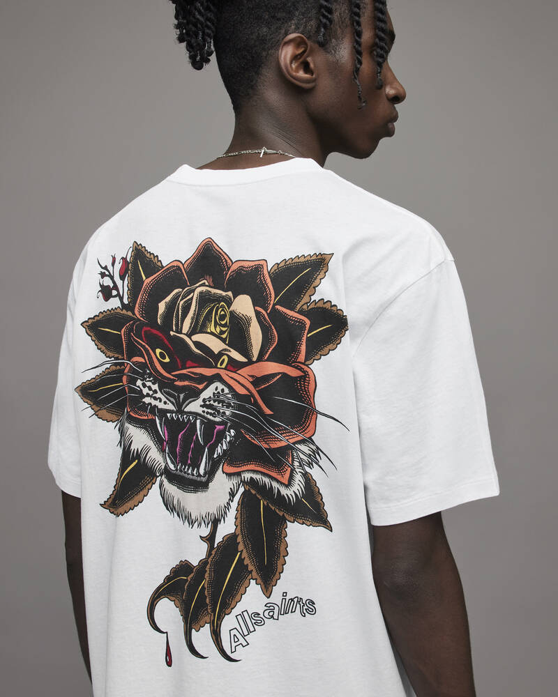 Camiseta Allsaints Tiger Rose Crew Hombre Blancos | BV2685470