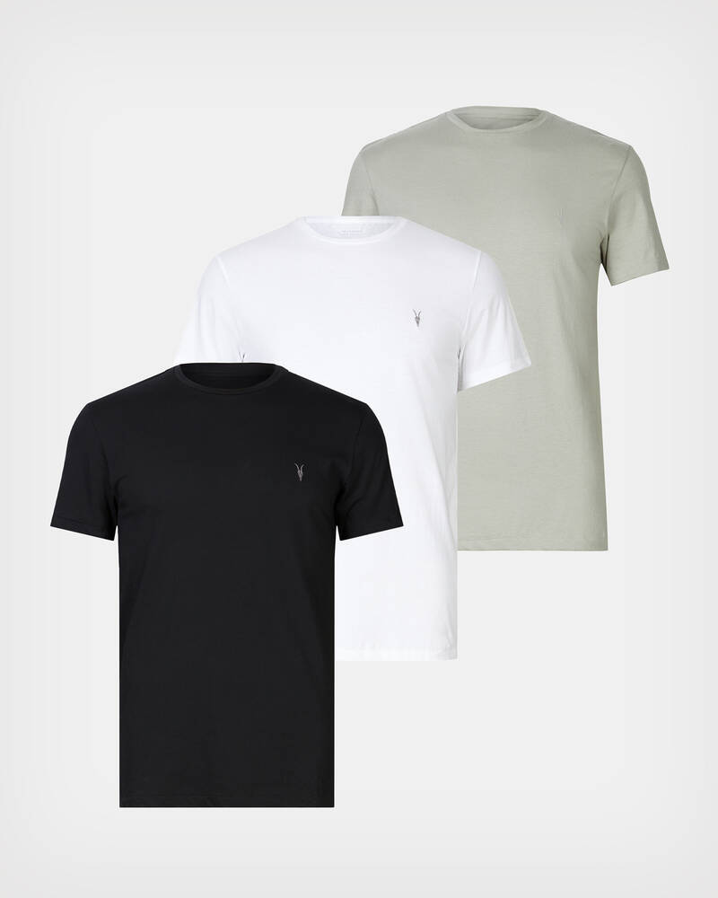 Camiseta Allsaints Tonic Crew 3 Packs Hombre Grn/Wht/Jet Blk | OL3502174