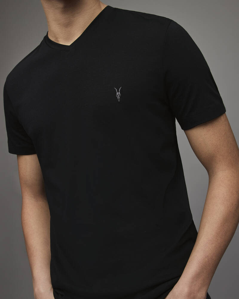 Camiseta Allsaints Tonic V Neck Hombre Negros | DV6320749