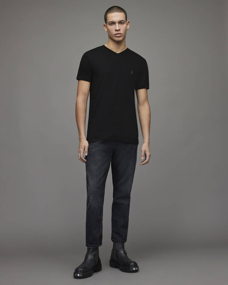 Camiseta Allsaints Tonic V Neck Hombre Negros | DV6320749