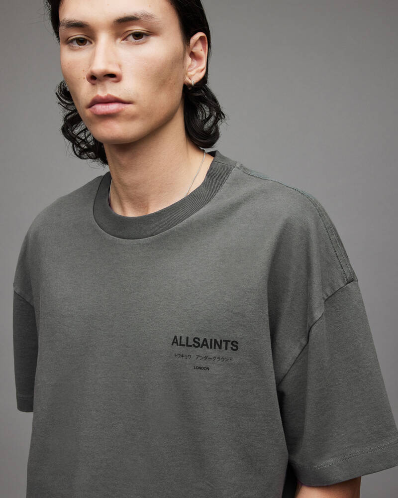 Camiseta Allsaints Underground Crew Hombre Grises | KQ1057982