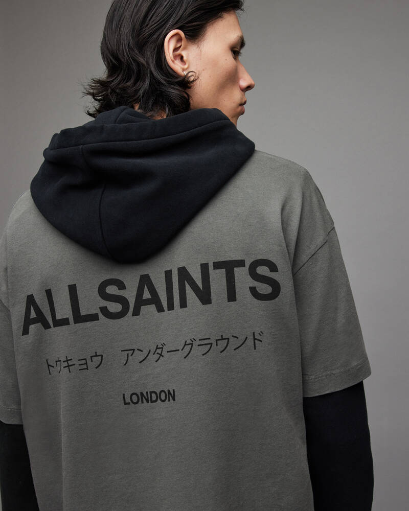 Camiseta Allsaints Underground Crew Hombre Grises | KQ1057982