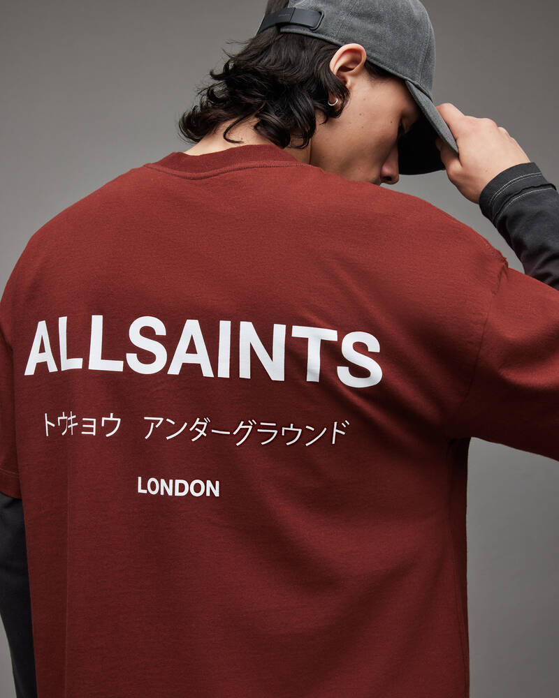 Camiseta Allsaints Underground Crew Hombre Rojos | RG5948132