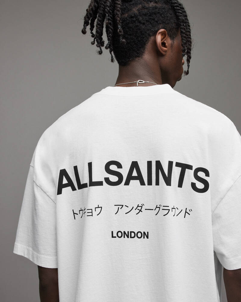 Camiseta Allsaints Underground Crew Hombre Blancos | XY2893410