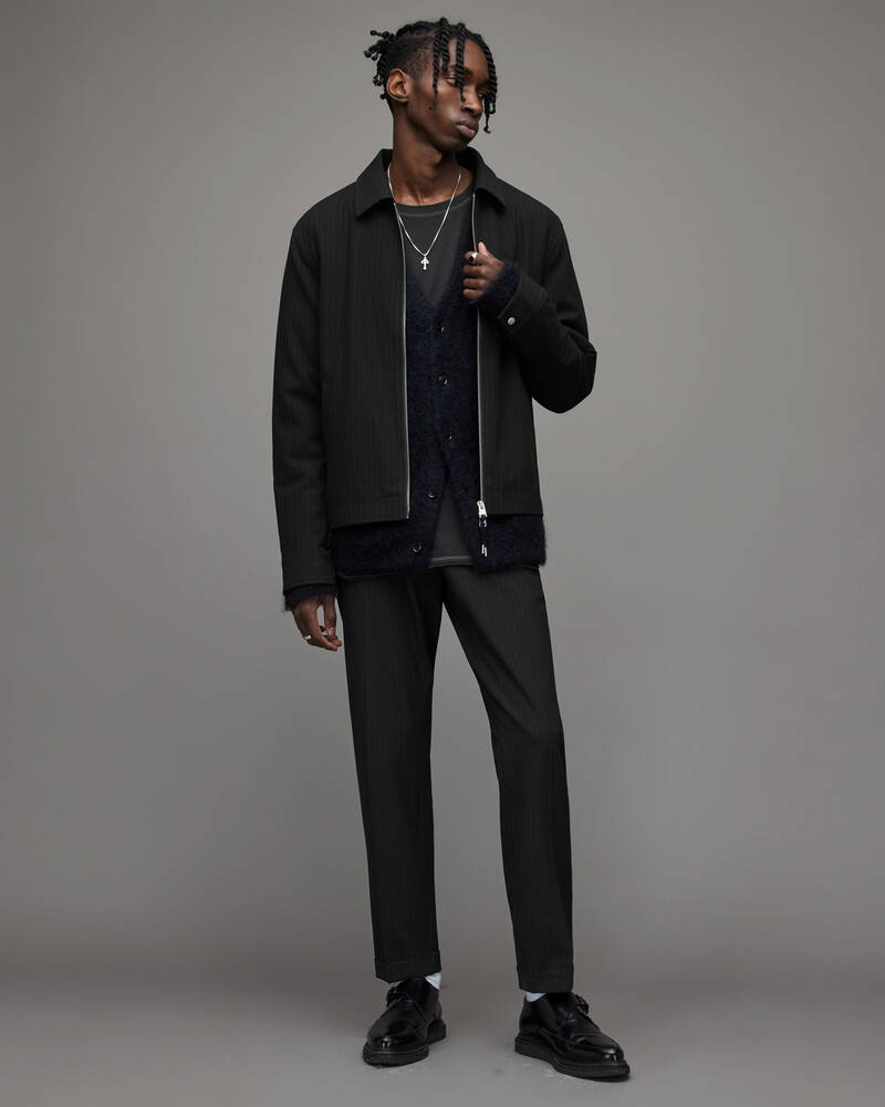 Chaquetas Allsaints Barrow Pinstripe Hombre Blk/Chlk Pinstripe | LN4635129