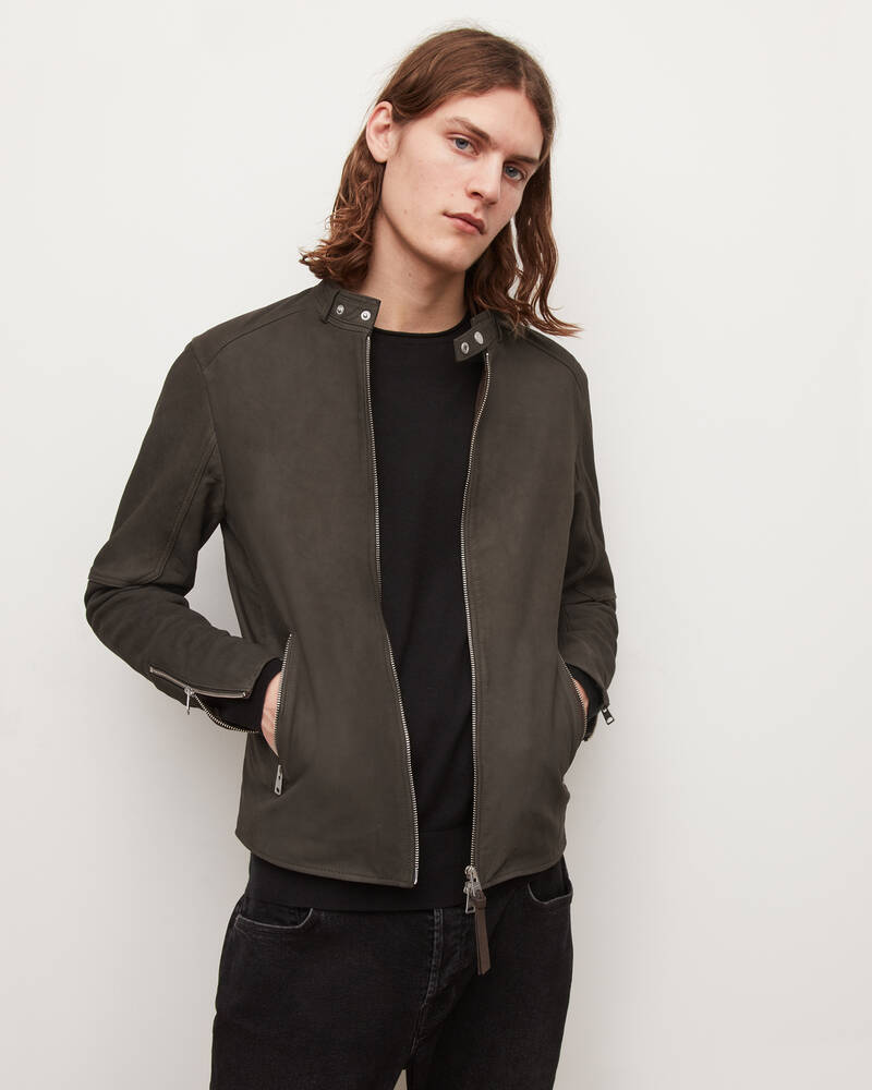 Chaquetas Allsaints Cora Cuero Bomber Hombre Grises | HN7830914