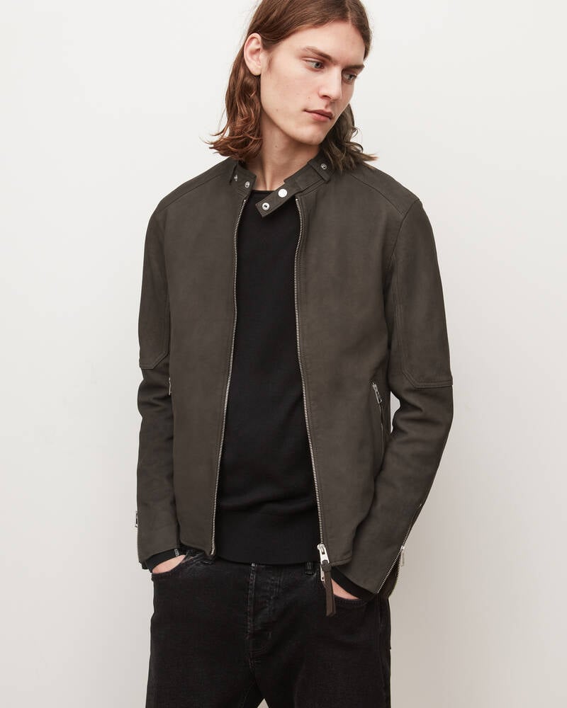 Chaquetas Allsaints Cora Cuero Bomber Hombre Grises | HN7830914