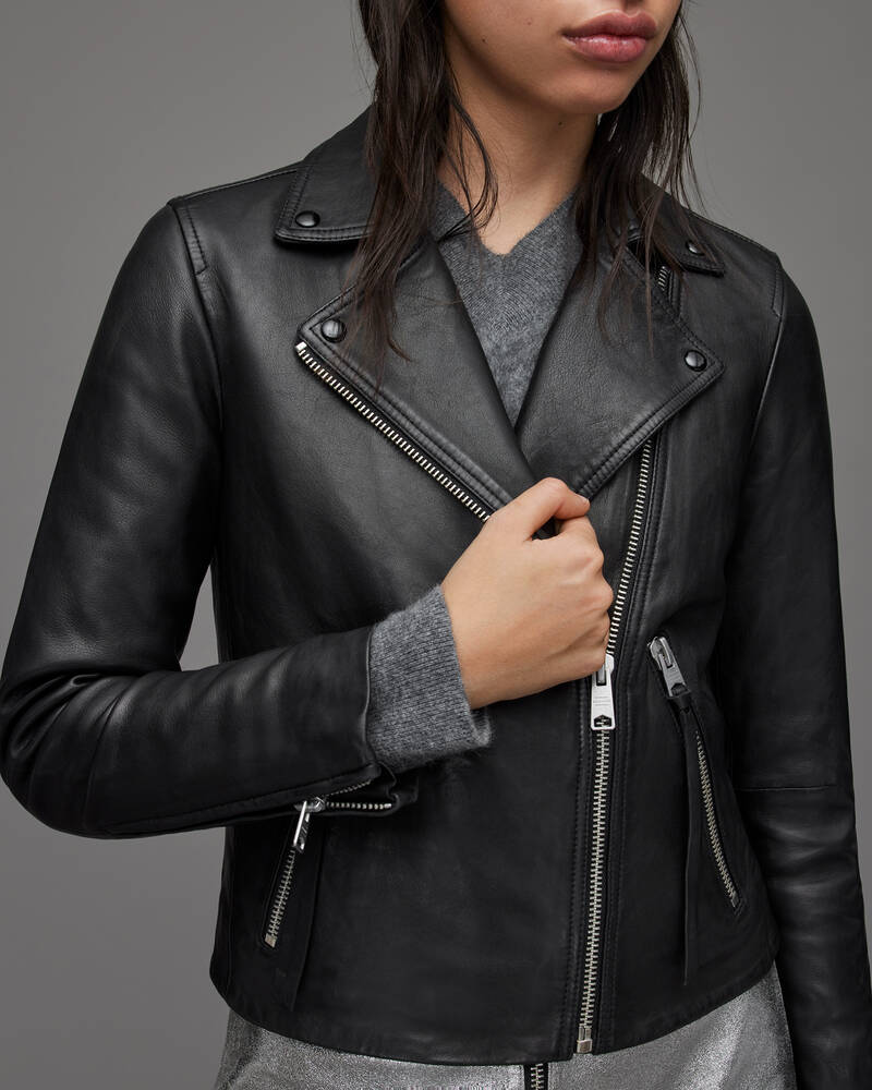 Chaquetas Allsaints Dalby Cuero Ciclismo Mujer Negros | QP9147063