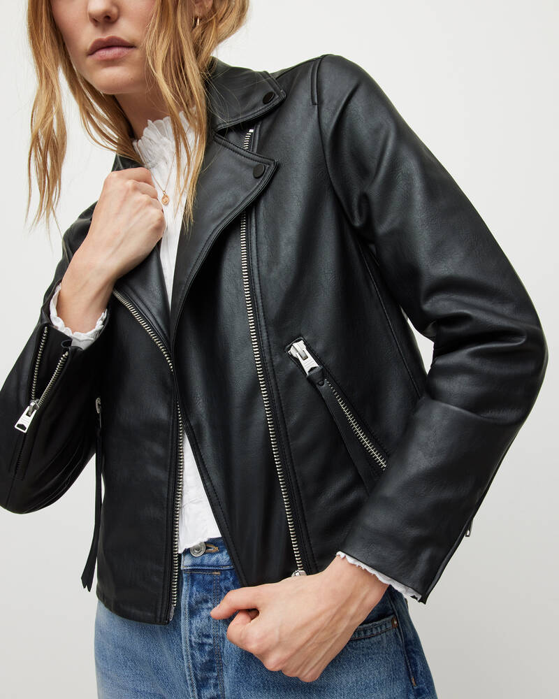 Chaquetas Allsaints Dalby Faux Ciclismo Mujer Negros | VN3029675