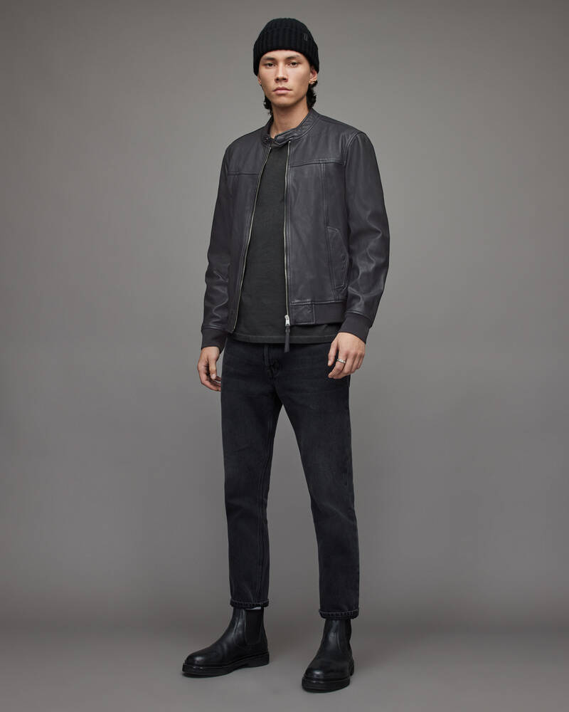 Chaquetas Allsaints Gallow Cuero Bomber Hombre Petrol | KR6702893