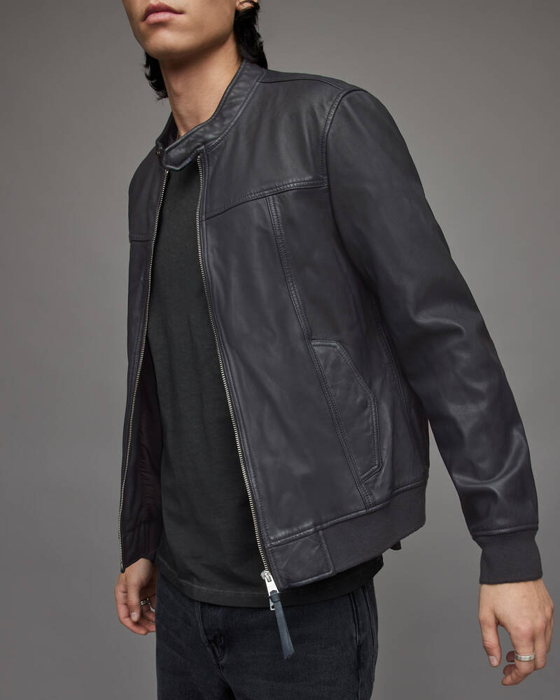 Chaquetas Allsaints Gallow Cuero Bomber Hombre Petrol | KR6702893