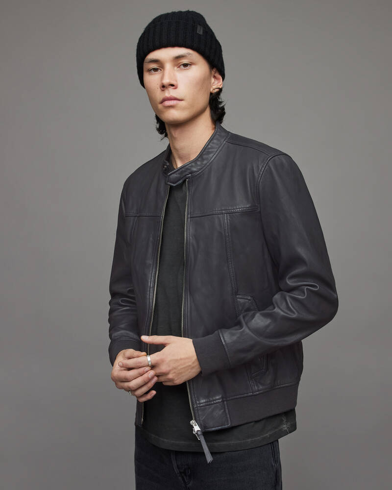 Chaquetas Allsaints Gallow Cuero Bomber Hombre Petrol | KR6702893