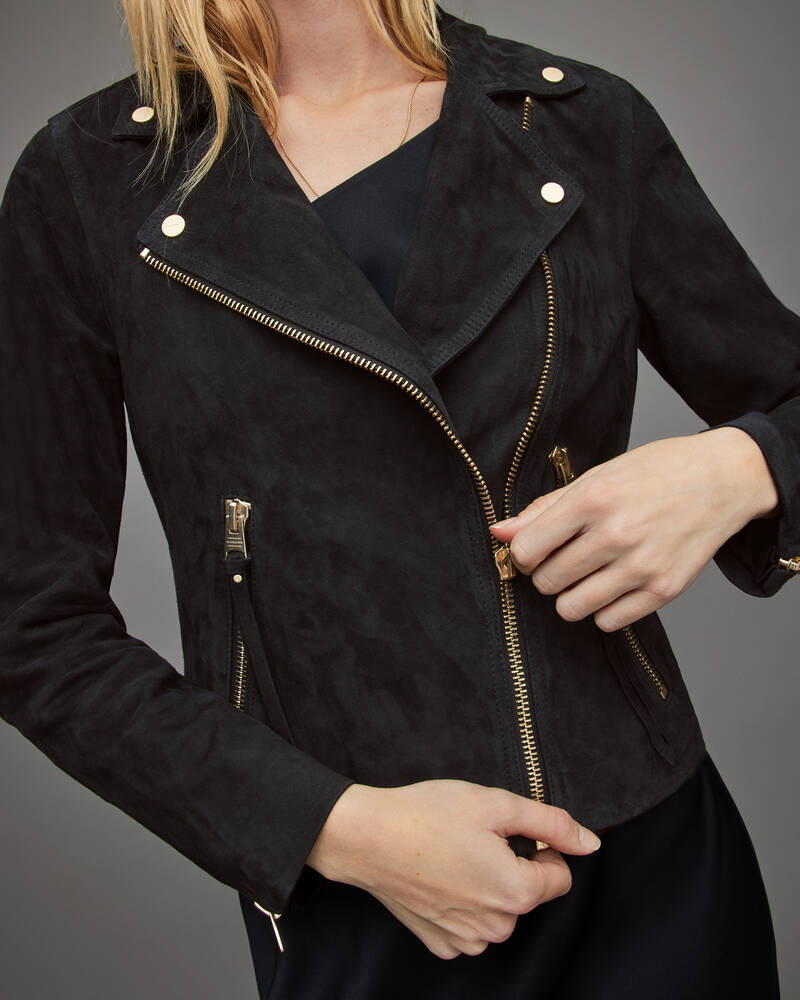 Chaquetas Allsaints Gamuza Dalby Ciclismo Mujer Negros | BU9802651