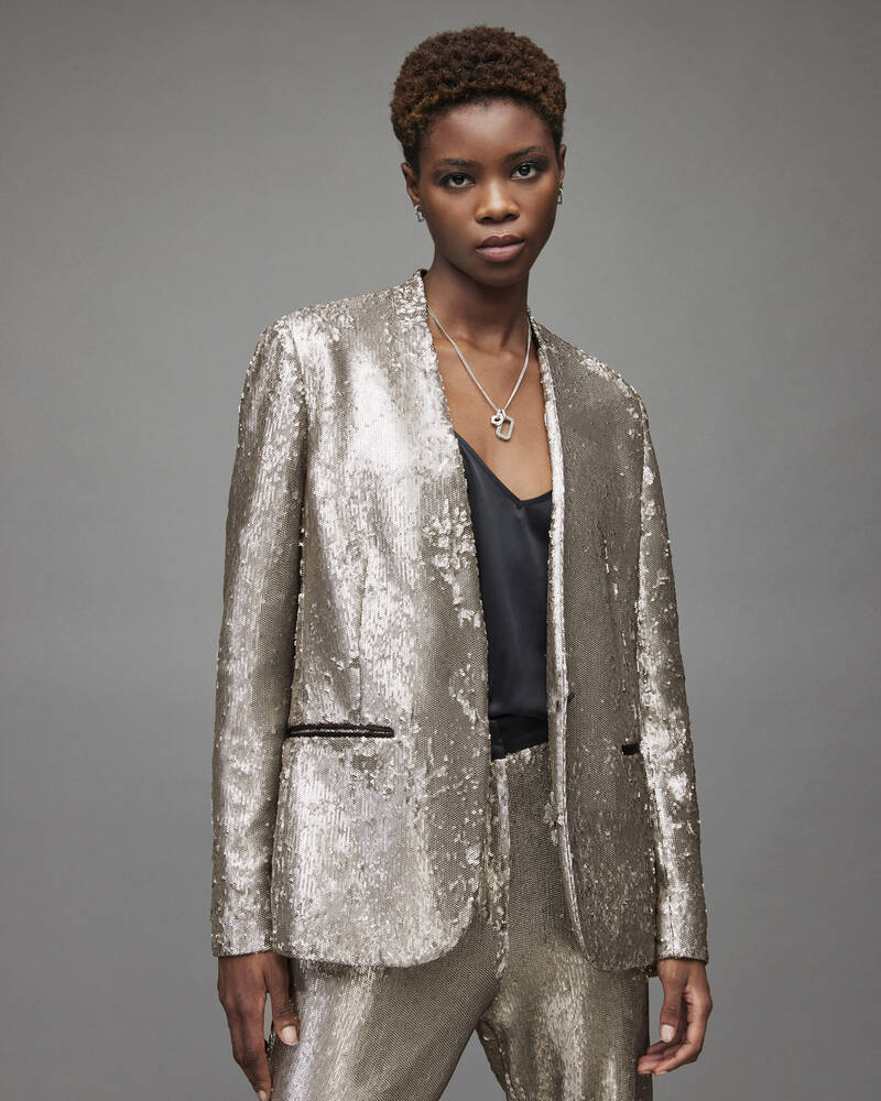 Chaquetas Allsaints Leigh Sequin Blazer Mujer Plateados | BP6142359