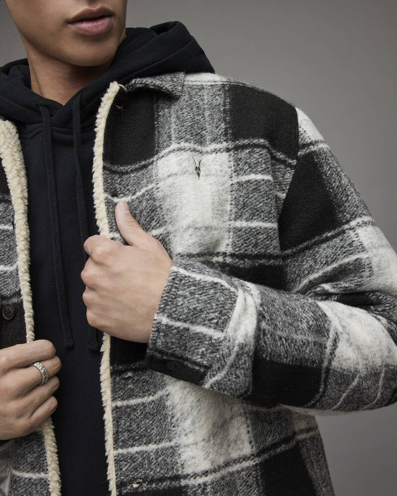 Chaquetas Allsaints Litho Checked Hombre Negros | XZ1492385