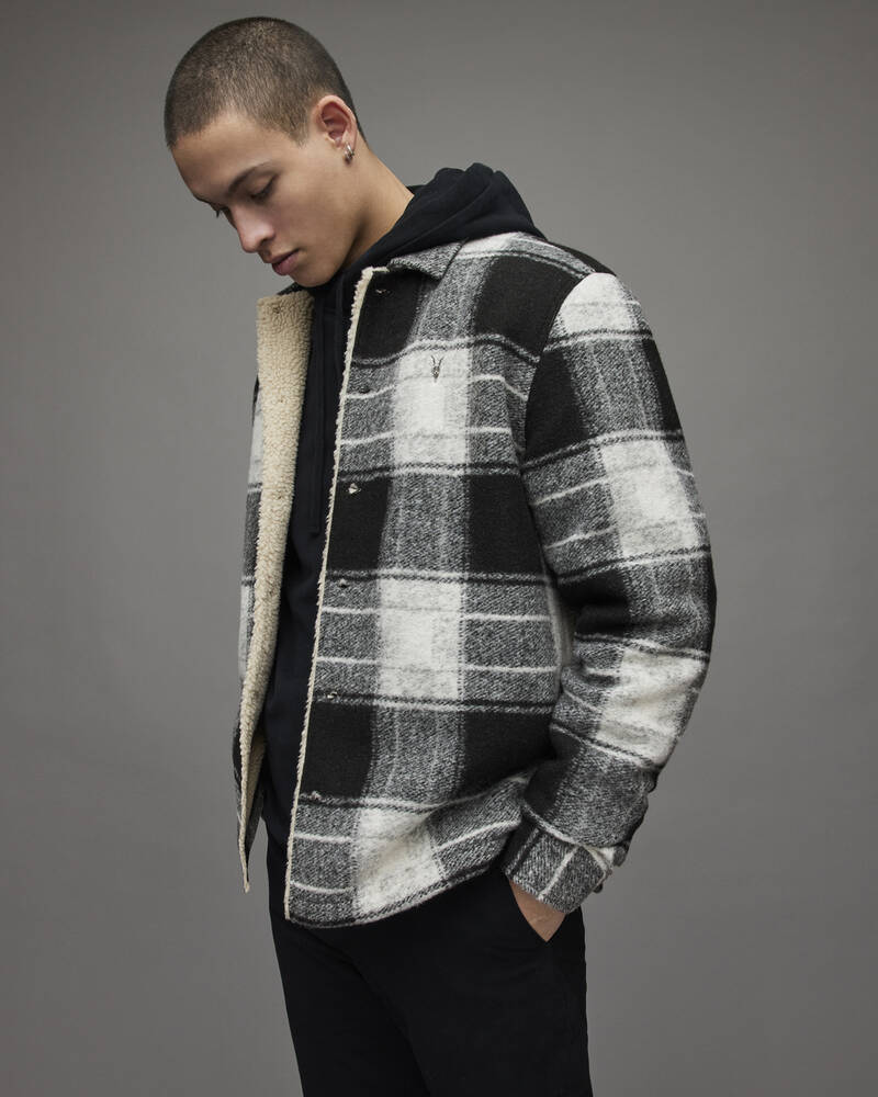 Chaquetas Allsaints Litho Checked Hombre Negros | XZ1492385