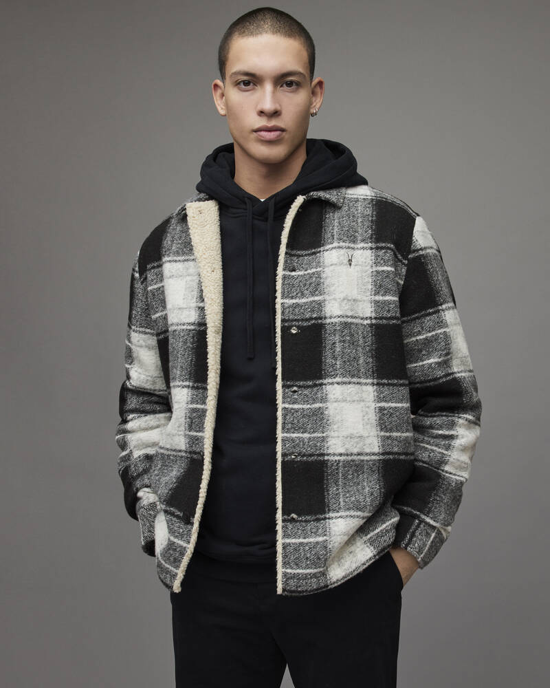 Chaquetas Allsaints Litho Checked Hombre Negros | XZ1492385