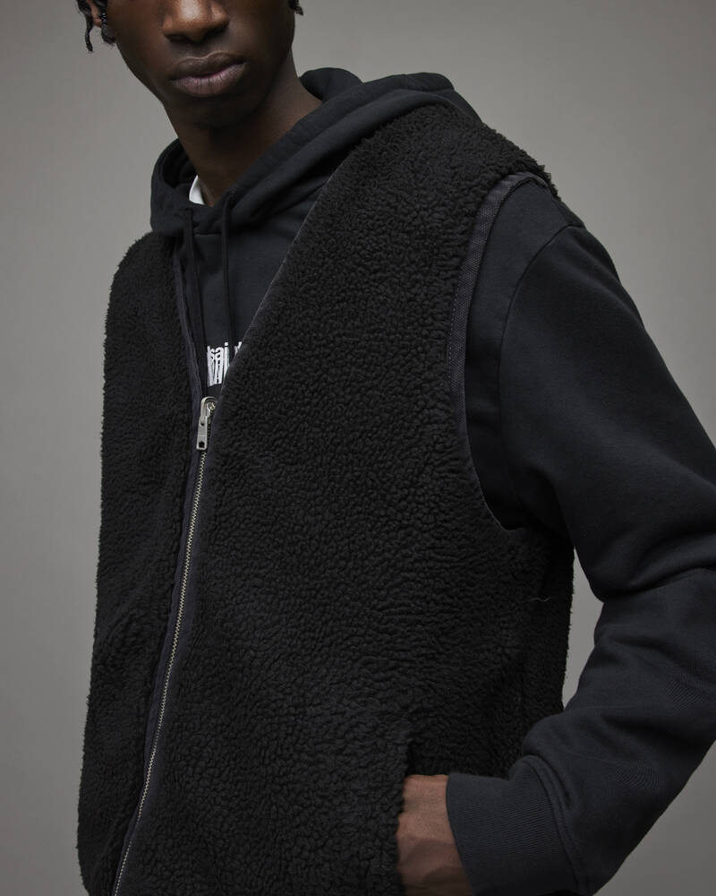 Chaquetas Allsaints Marsh Reversible Sherpa Hombre Negros | ZK0438569