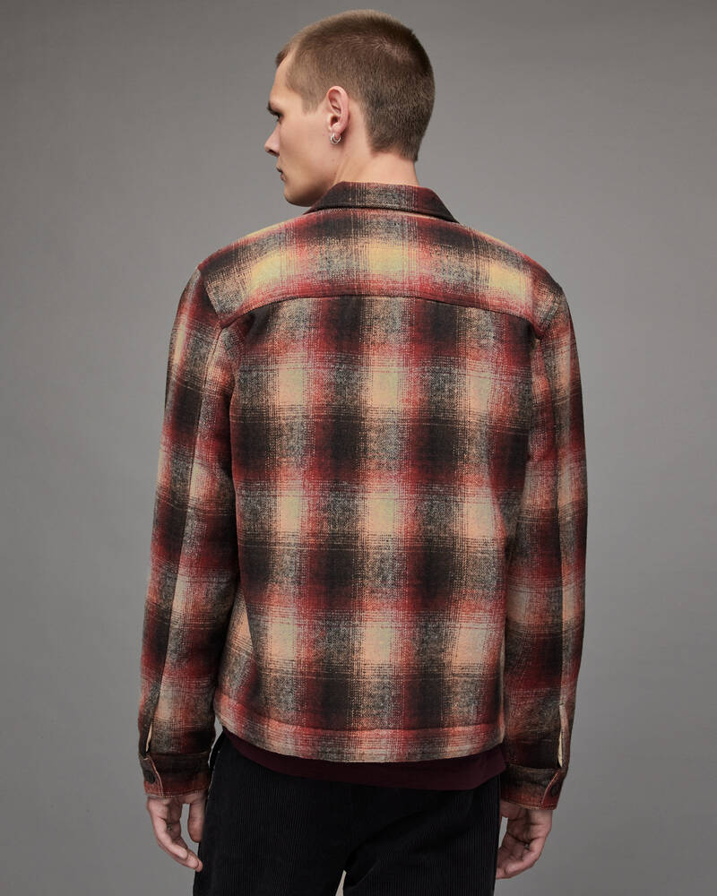 Chaquetas Allsaints Martial Checked Hombre Grises Negros Rojos | OV1067942