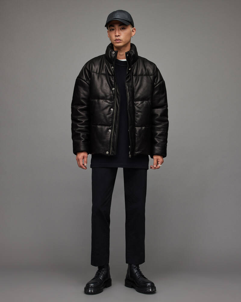 Chaquetas Allsaints Mercer Cuero Puffer Hombre Negros | PH5036948