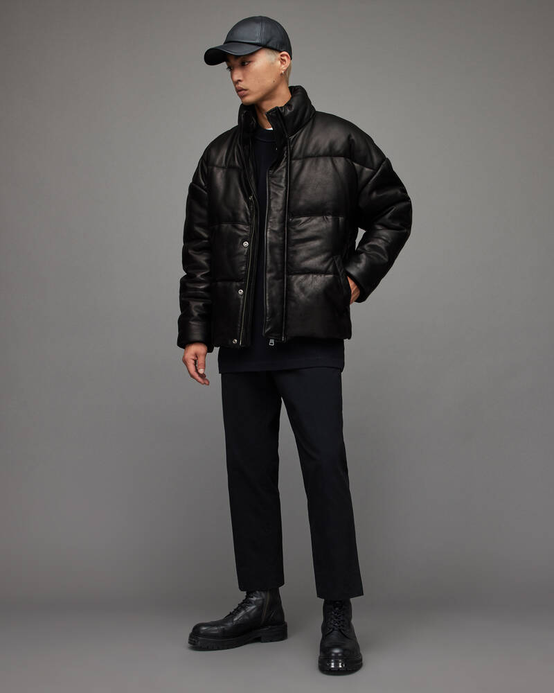 Chaquetas Allsaints Mercer Cuero Puffer Hombre Negros | PH5036948