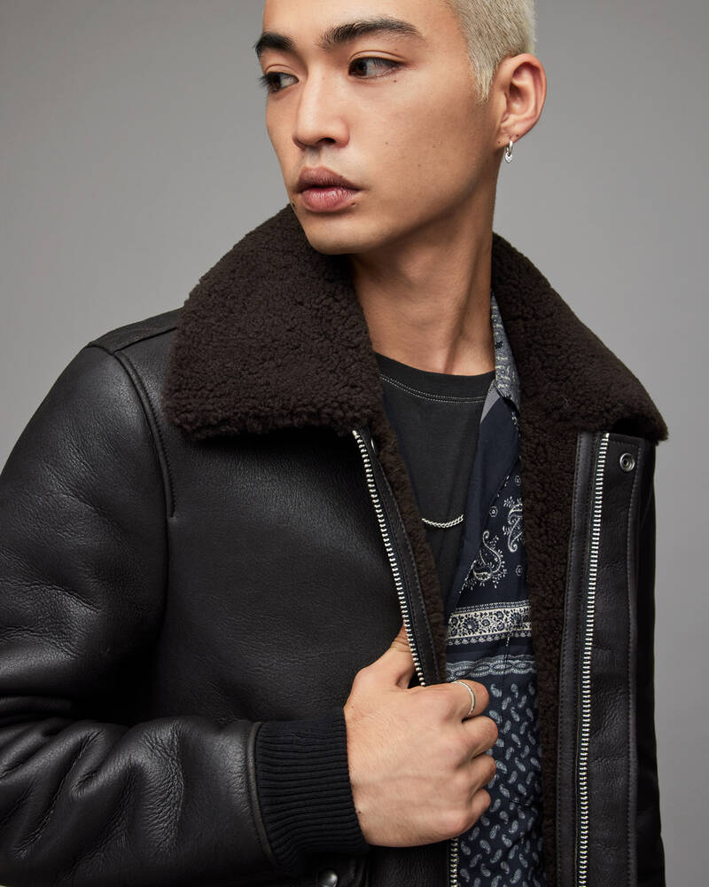 Chaquetas Allsaints Nolan Shearling Hombre Negros | DN8376492