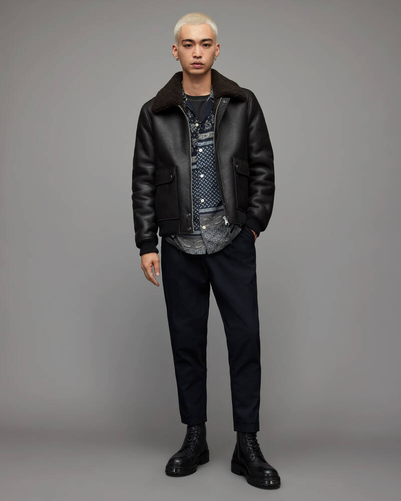 Chaquetas Allsaints Nolan Shearling Hombre Negros | DN8376492