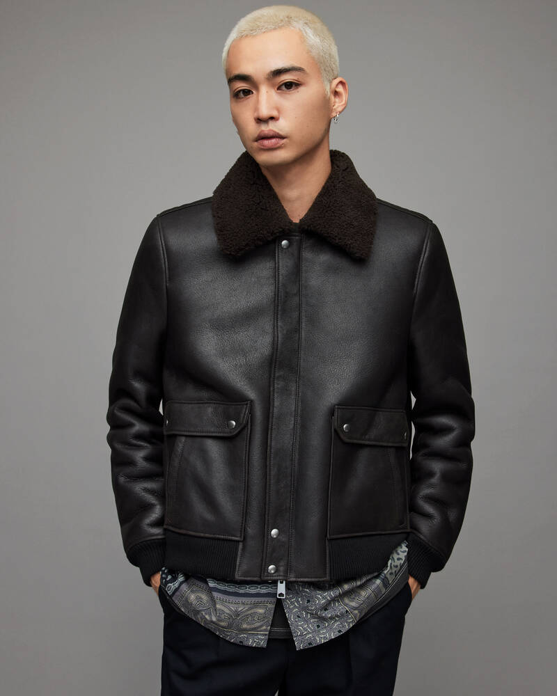 Chaquetas Allsaints Nolan Shearling Hombre Negros | DN8376492