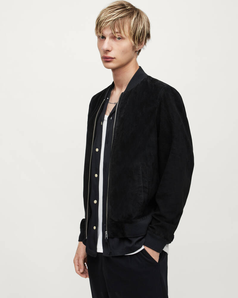 Chaquetas Allsaints Ronan Gamuza Bomber Hombre Negros | FB6014895