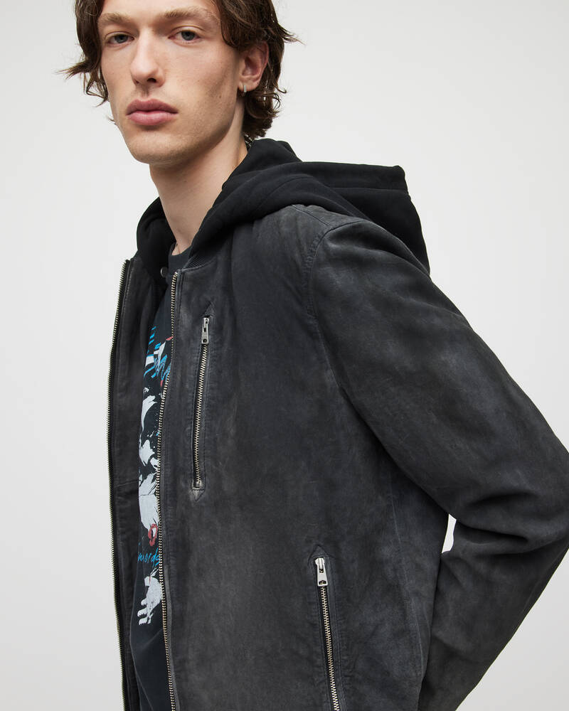 Chaquetas Allsaints Troy Gamuza Bomber Hombre Negros | CH3586210