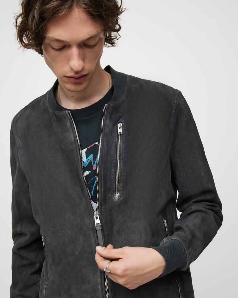 Chaquetas Allsaints Troy Gamuza Bomber Hombre Negros | CH3586210