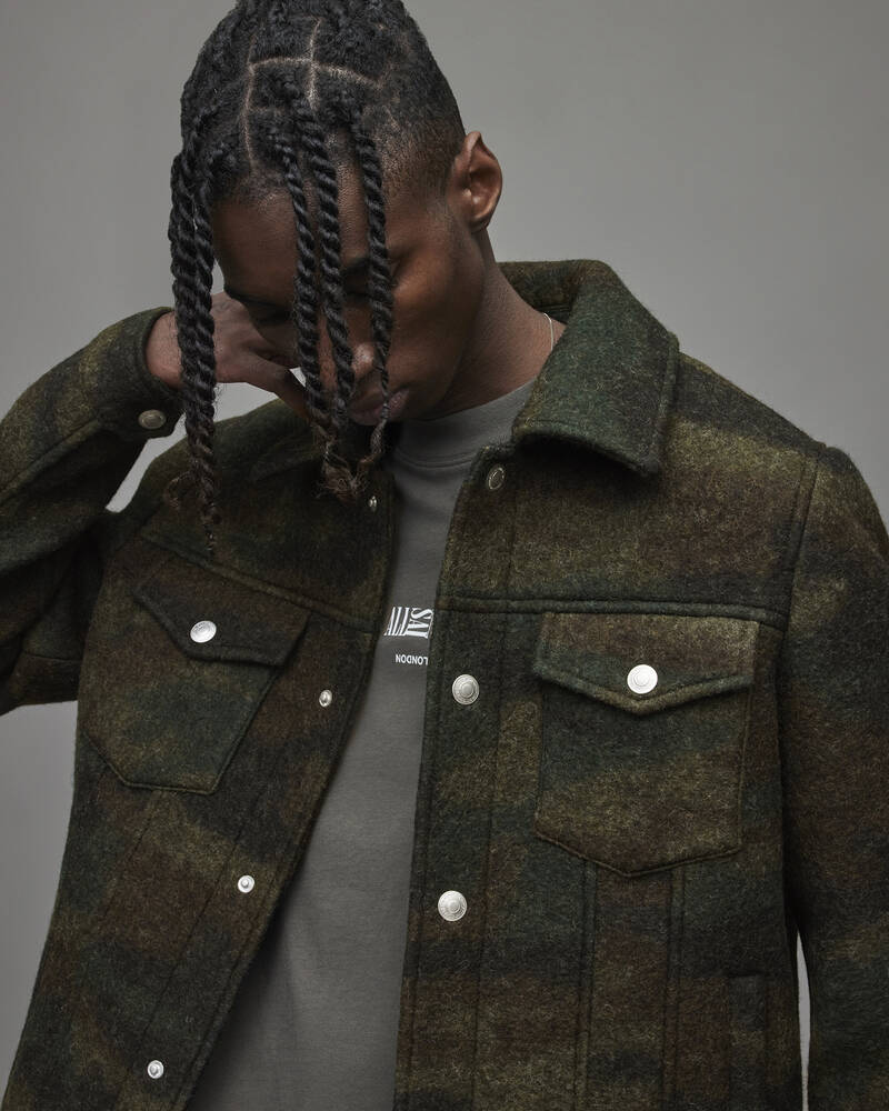 Chaquetas Allsaints Wilson Camouflage Trucker Hombre Kaki Camuflados | ZR8146793