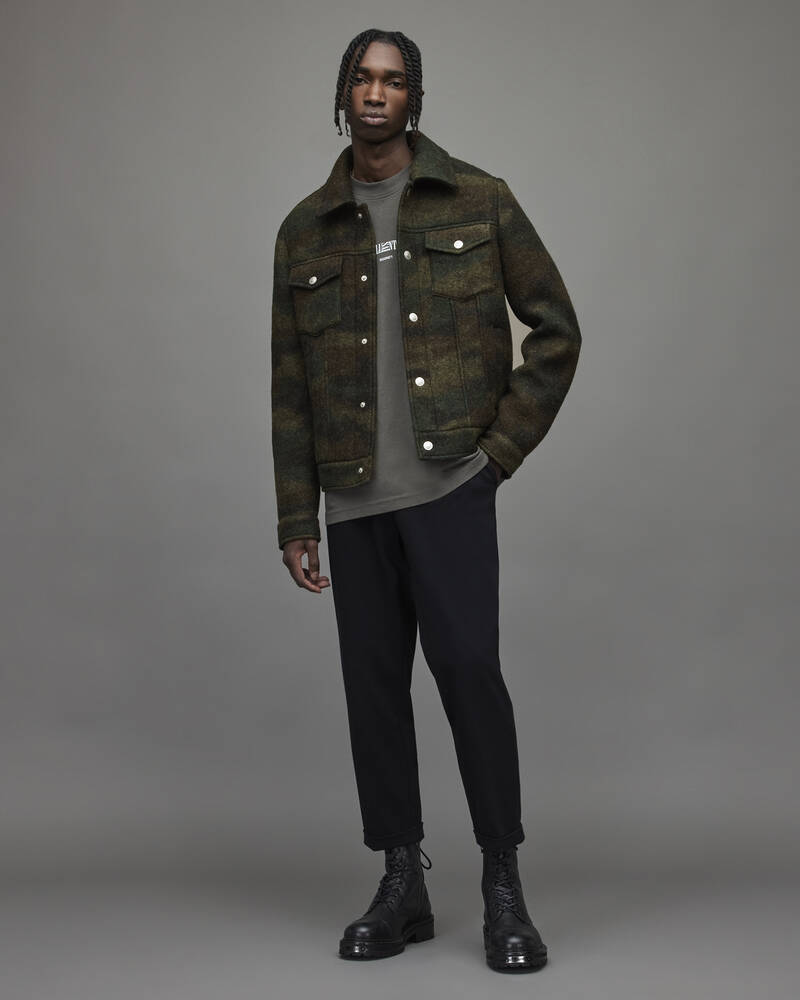 Chaquetas Allsaints Wilson Camouflage Trucker Hombre Kaki Camuflados | ZR8146793