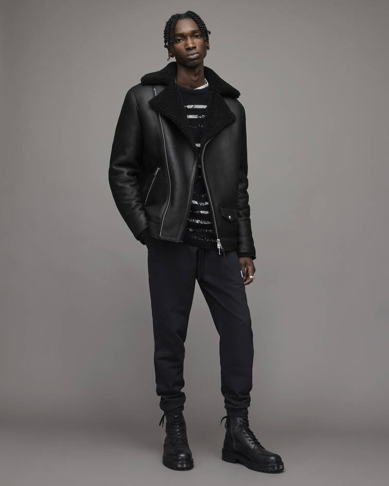 Chaquetas Allsaints Xander Shearling Ciclismo Hombre Negros | TX6413520