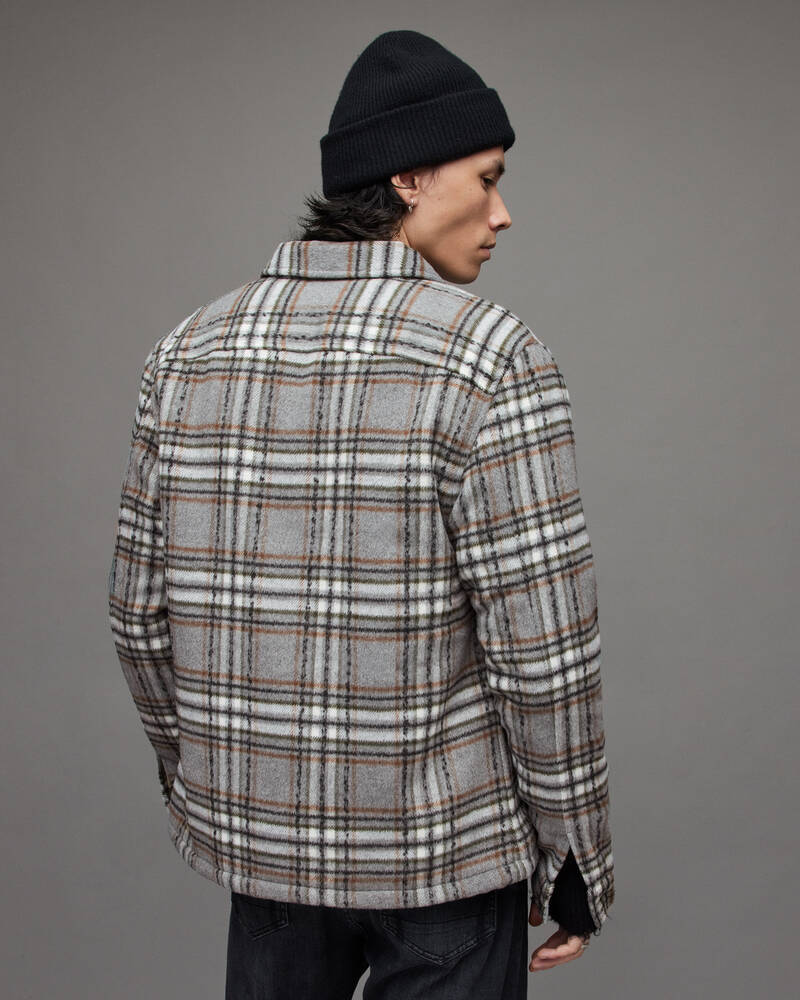 Chaquetas Allsaints Xanetta Checked Sherpa Forro Hombre Grises | YI0869375