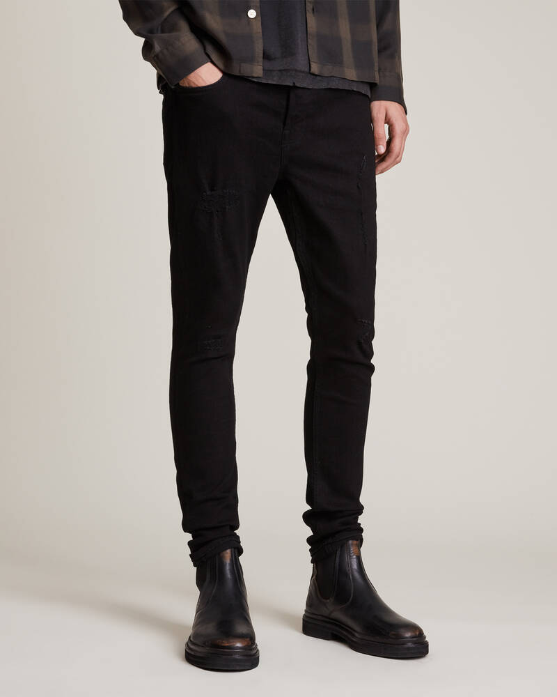 Jeans Allsaints Cigarette Damaged Flaco Hombre Negros | GE9246173